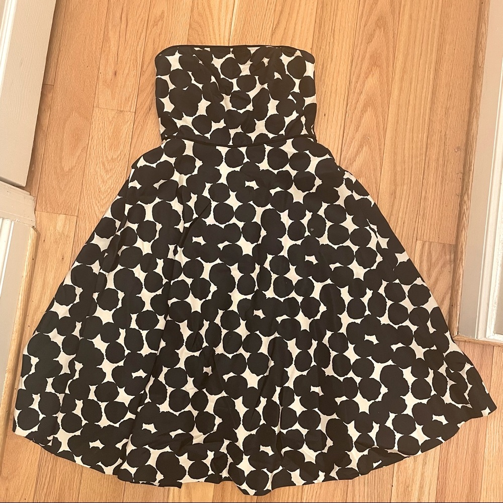 J.Crew Black & Cream Polka Dot Strapless Dress
